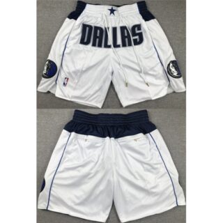 Mens Dallas Mavericks White Shorts (Run Small)