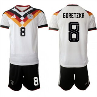 Men's Germany #8 GORETZKA National Team FIFA x World Cup 2026 Home White On Field Jersey