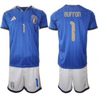 Men's Italy #1 BUFFON National Team FIFA x World Cup 2026 Home Blue On Field Jerseys