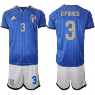 Men's Italy #3 DIMARCO National Team FIFA x World Cup 2026 Home Blue On Field Jerseys