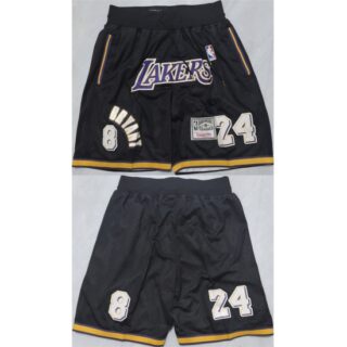 Men's Los Angeles Lakers #24 Kobe Bryant Black Shorts (Run Small)