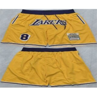 Men's Los Angeles Lakers #8 Kobe Bryant Yellow 2025 Shorts