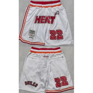 Men's Miami Heat White #22 Shorts (Run Small)