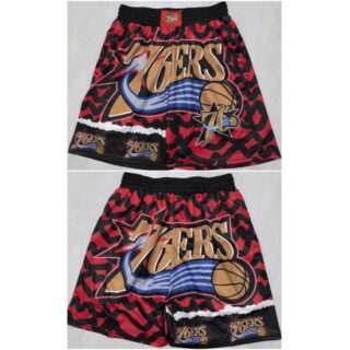 Men's Philadelphia 76ers Black Red Shorts (Run Small)