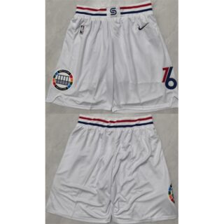 Mens Philadelphia 76ers White Shorts (Run Small)