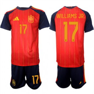 Men's Spain #17 WILLIAMS JR. National Team FIFA x World Cup 2026 Home Red On Field Jerseys