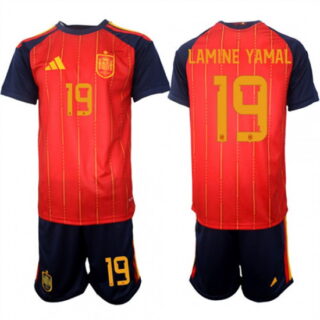 Men's Spain #19 LAMINE YAMAL National Team FIFA x World Cup 2026 Home Red On Field Jerseys