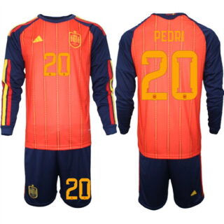 Men's Spain #20 PEDRI National Team FIFA x World Cup 2026 Long Sleeve Home Red On Field Jerseys