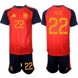 Men's Spain #22 ISCO National Team FIFA x World Cup 2026 Home Red On Field Jerseys