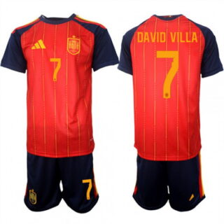 Men's Spain #7 DAVID VILLA National Team FIFA x World Cup 2026 Home Red On Field Jerseys