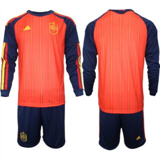 Men's Spain Blank National Team FIFA x World Cup 2026 Long Sleeve Home Red On Field Jerseys