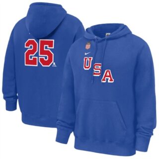 Men's US Hockey #25 Charlie McAvoy Royal 2026 Name & Number Hoodie