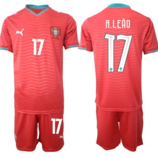 Men's Portugal Team #17 Rafael Leao Red 2026 World Cup Home Soccer Jersey Suit