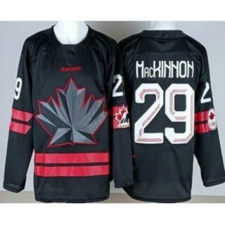 Youth Canada #29 Nathan MacKinnon Black 2026 Olympics Authentic Jersey